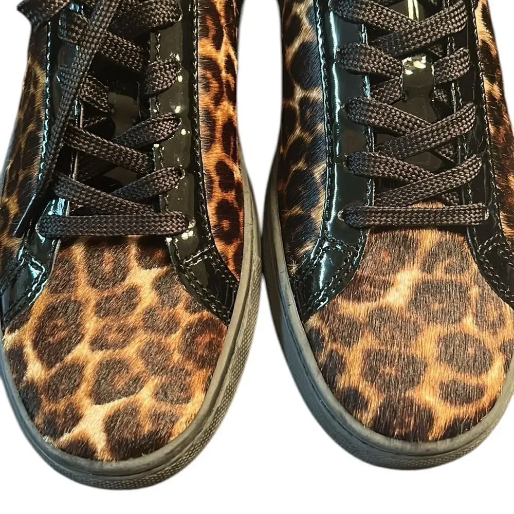 The Kooples Leopard Print Lace up Leather/Calf hair Shoes(Size 39/8)